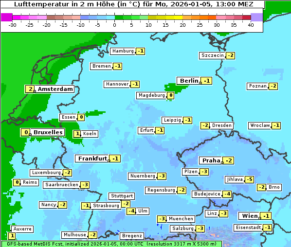 Temperatur, 5. 1. 2026