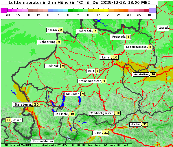 Temperatur, 18. 12. 2025