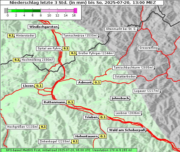 Niederschlag, 20. 7. 2025