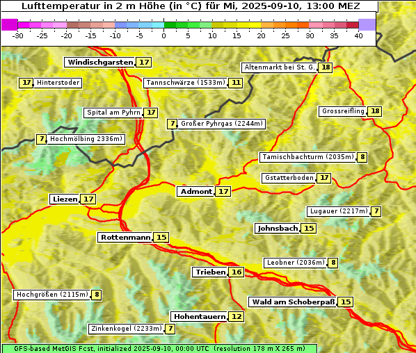Temperatur, 10. 9. 2025