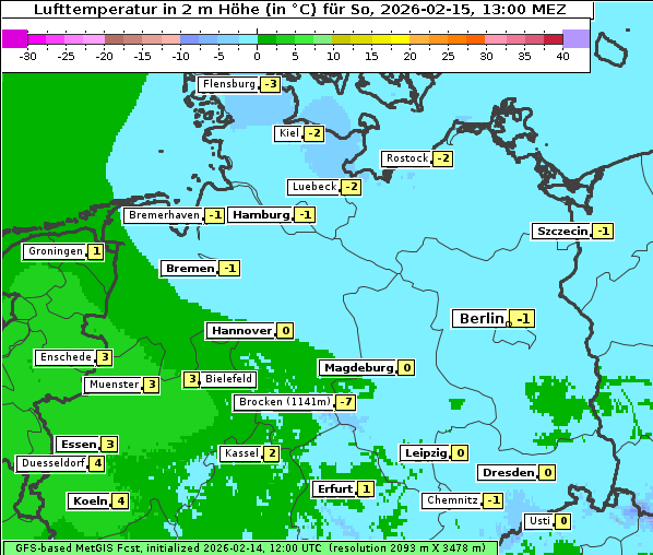 Temperatur, 15. 2. 2026