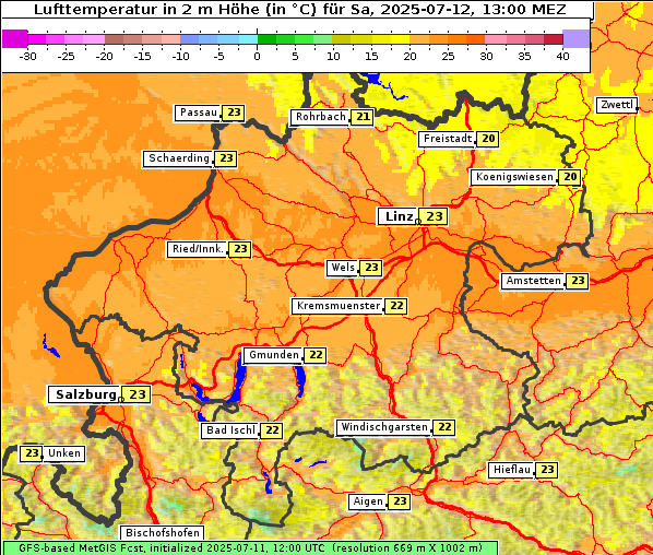 Temperatur, 12. 7. 2025