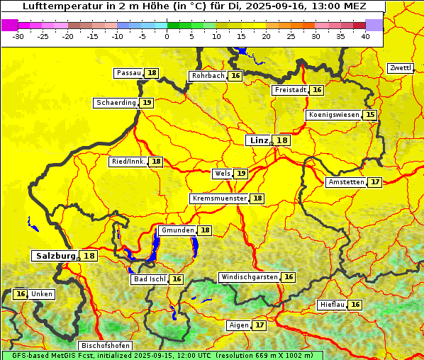 Temperatur, 16. 9. 2025