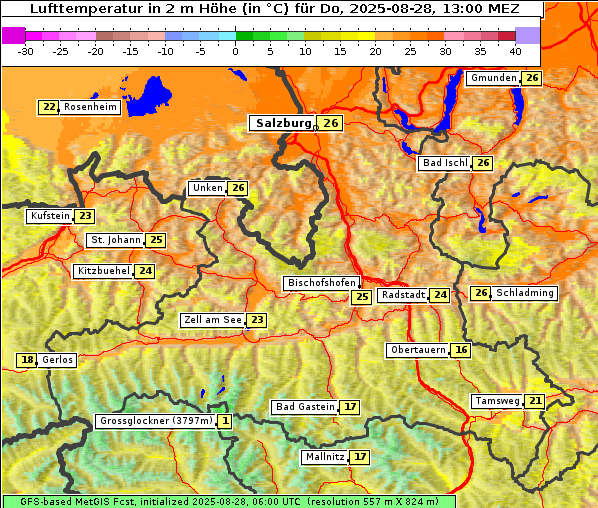 Temperatur, 28. 8. 2025