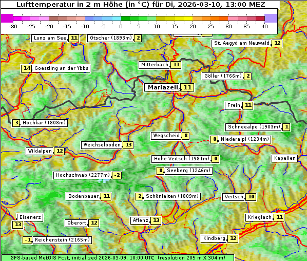 Temperatur, 10. 3. 2026