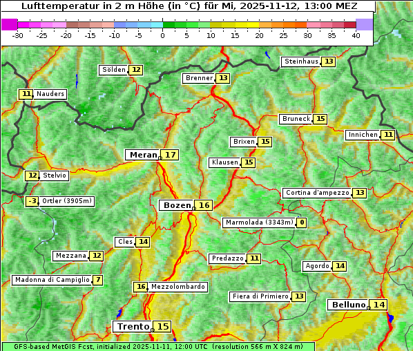 Temperatur, 12. 11. 2025
