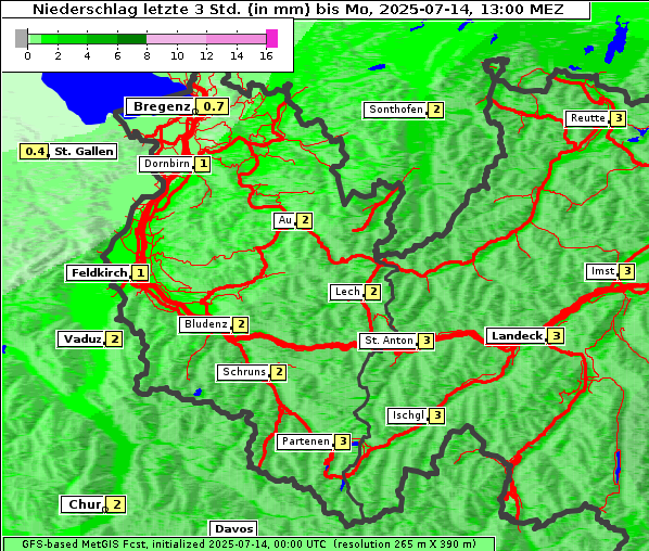 Niederschlag, 14. 7. 2025