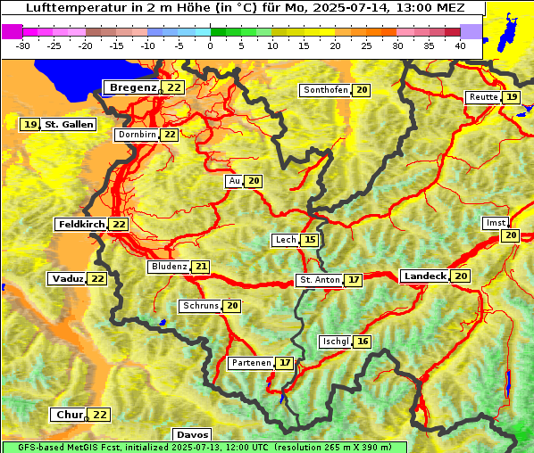 Temperatur, 14. 7. 2025