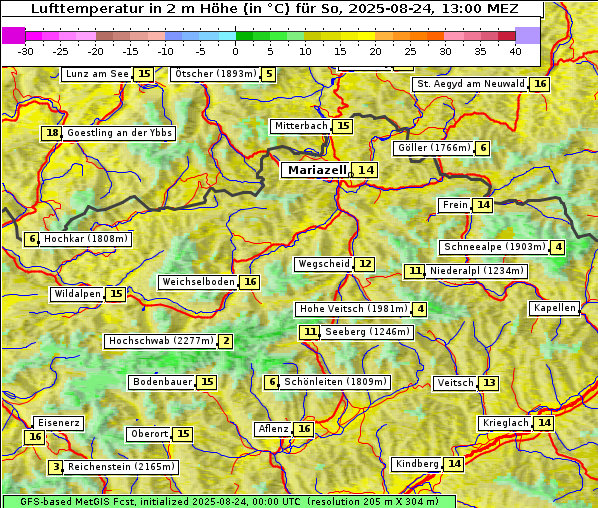 Temperatur, 24. 8. 2025