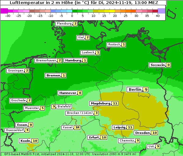 Temperatur, 19. 11. 2024