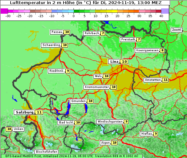 Temperatur, 19. 11. 2024