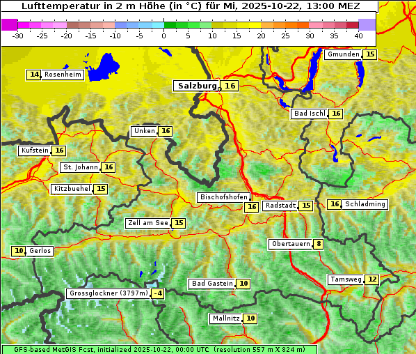 Temperatur, 22. 10. 2025