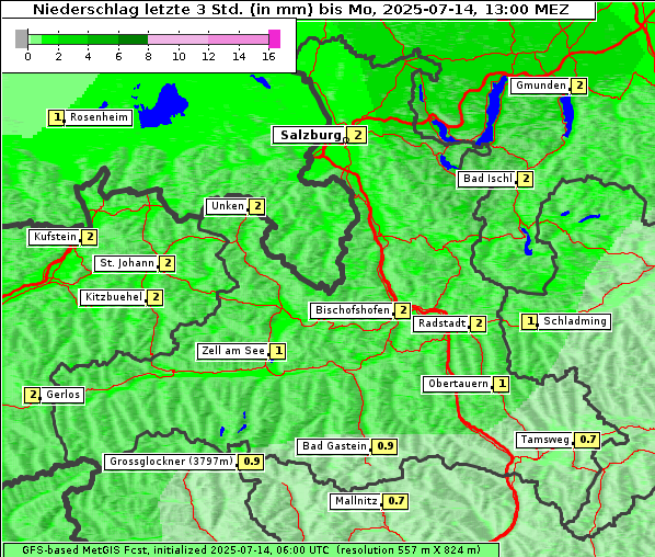 Niederschlag, 14. 7. 2025
