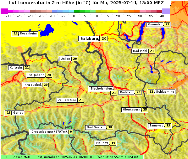 Temperatur, 14. 7. 2025