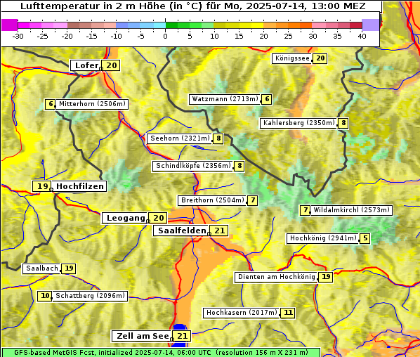 Temperatur, 14. 7. 2025