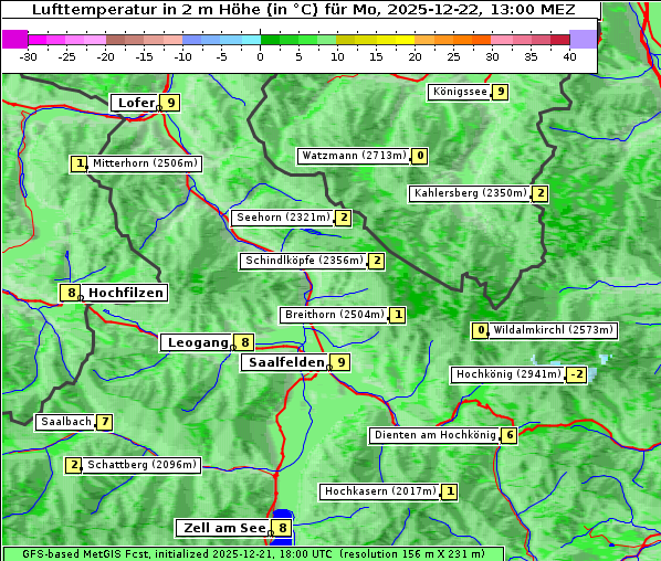 Temperatur, 22. 12. 2025