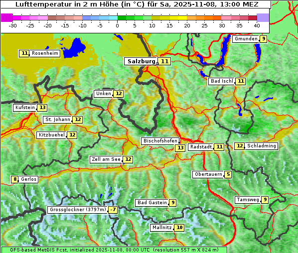 Temperatur, 8. 11. 2025