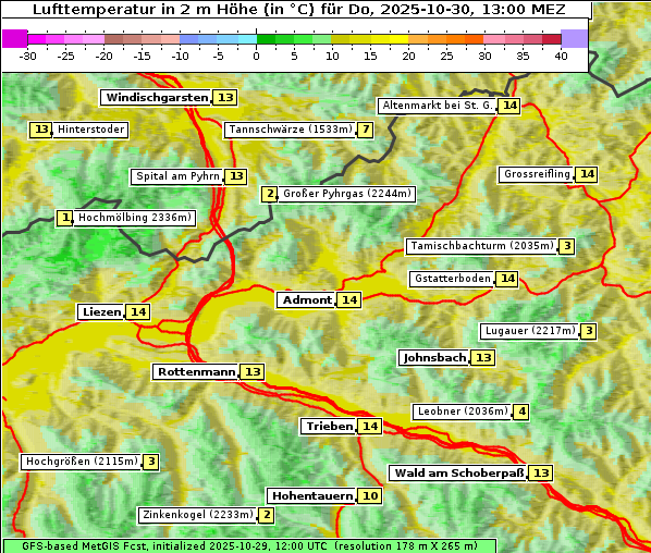 Temperatur, 30. 10. 2025