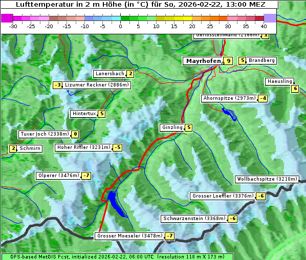 Temperatur, 22. 2. 2026