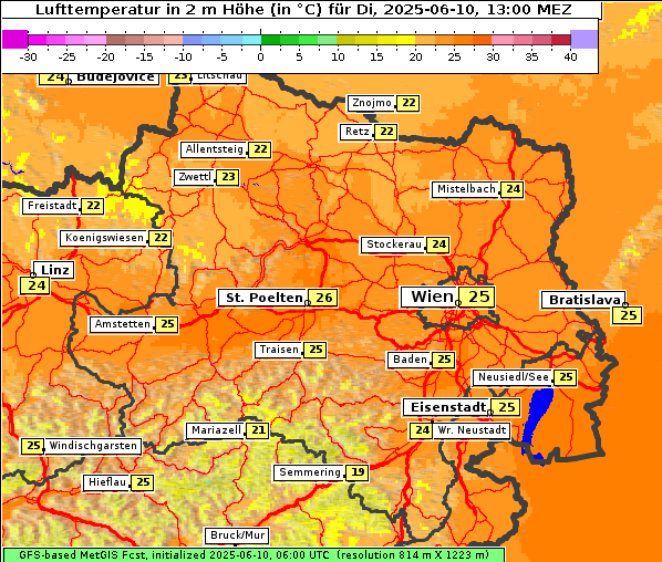 Temperatur, 10. 6. 2025