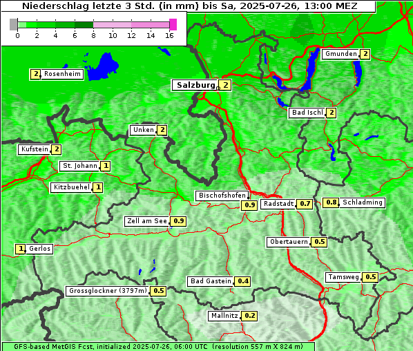 Niederschlag, 26. 7. 2025