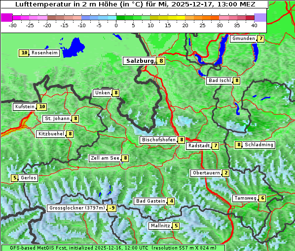 Temperatur, 17. 12. 2025