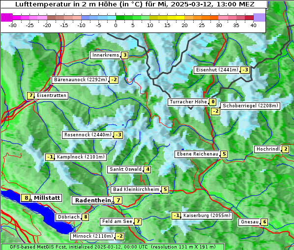 Temperatur, 12. 3. 2025