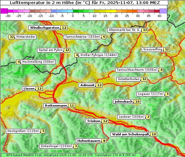 Temperatur, 7. 11. 2025
