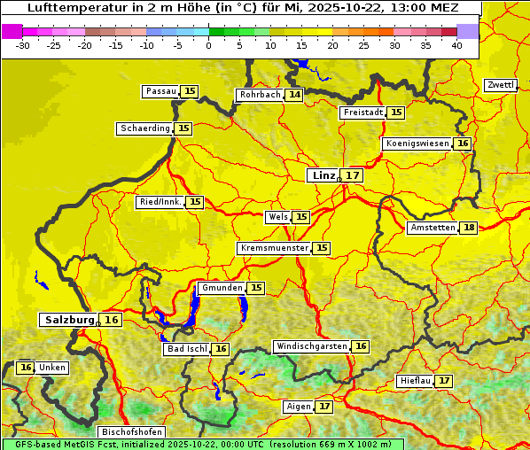Temperatur, 22. 10. 2025