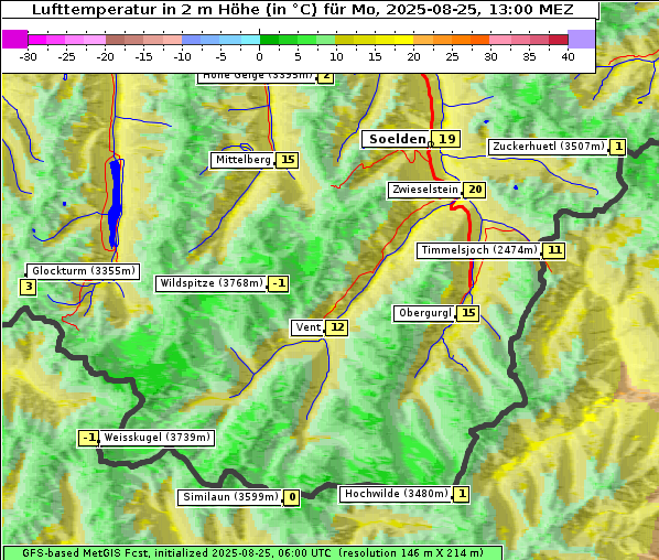 Temperatur, 25. 8. 2025