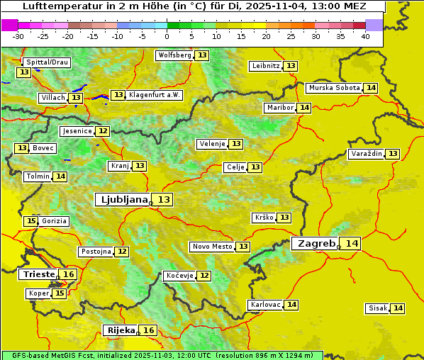 Temperatur, 4. 11. 2025