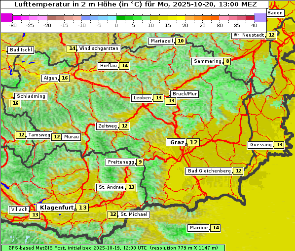 Temperatur, 20. 10. 2025