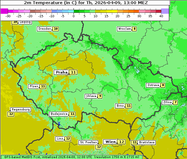 Temperatur, 9. 4. 2026