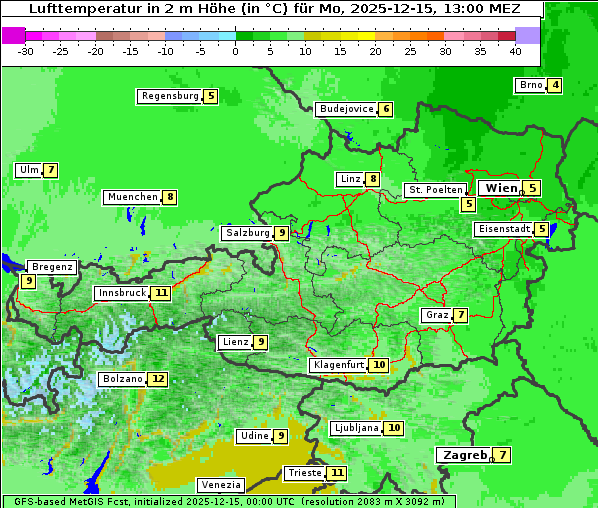Temperatur, 15. 12. 2025