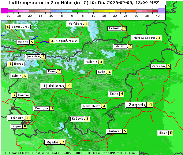 Temperatur, 5. 2. 2026