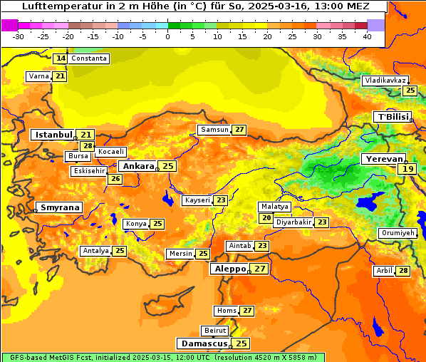 Temperatur, 16. 3. 2025