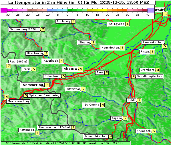 Temperatur, 15. 12. 2025