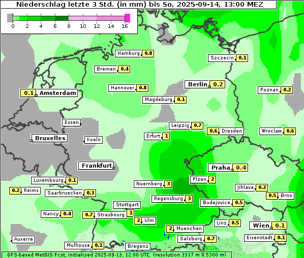 Niederschlag, 14. 9. 2025