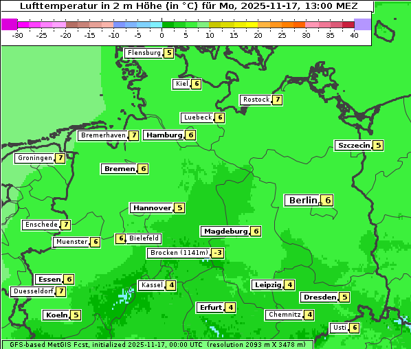 Temperatur, 17. 11. 2025