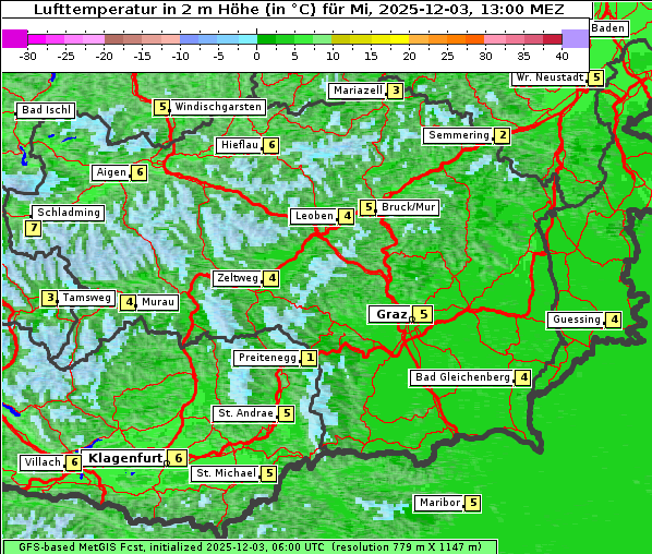 Temperatur, 3. 12. 2025