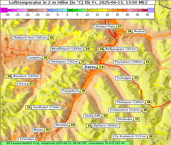 Temperatur, 13. 6. 2025