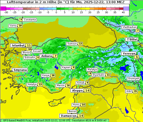 Temperatur, 22. 12. 2025