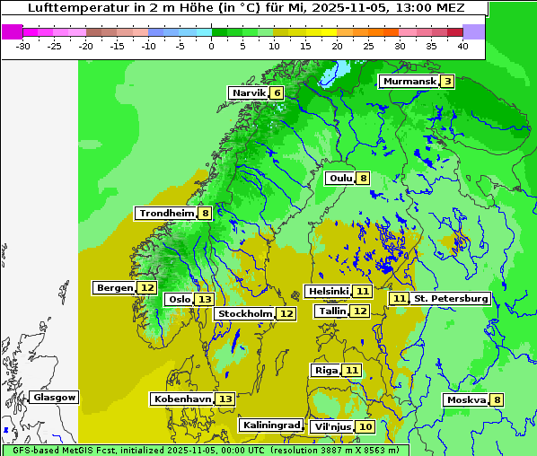 Temperatur, 5. 11. 2025
