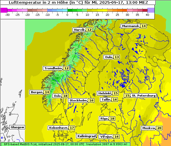 Temperatur, 17. 9. 2025