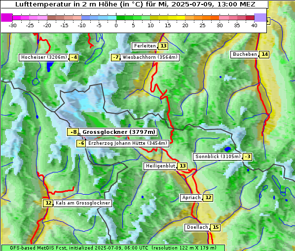 Temperatur, 9. 7. 2025