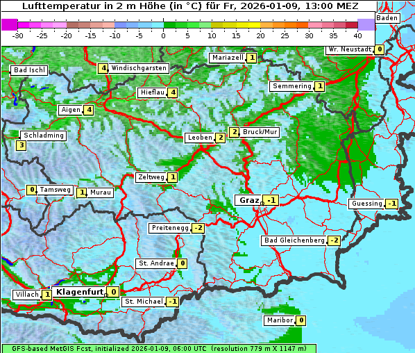 Temperatur, 9. 1. 2026