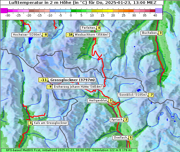 Temperatur, 23. 1. 2025