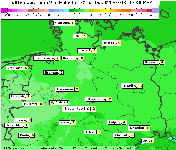 Temperatur, 18. 3. 2025