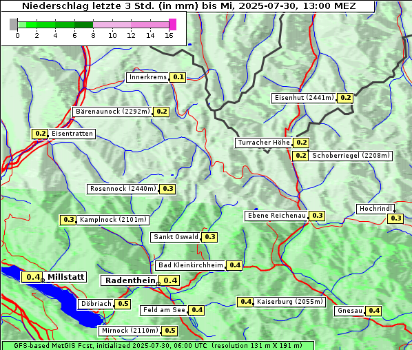 Niederschlag, 30. 7. 2025