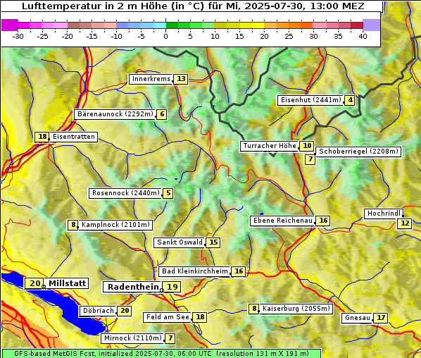 Temperatur, 30. 7. 2025